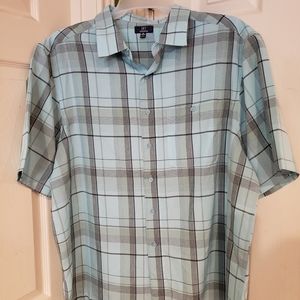 Aqua plaid button down